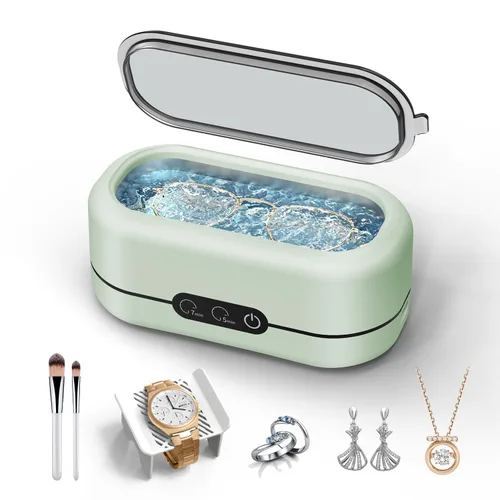Miniatura 10 de BYASKZIV Limpiador ultrasónico de joyas, limpiador de joyas mejorado de 48 KHz, máquina ultrasónica con tanque de acero inoxidable 304 para lentes