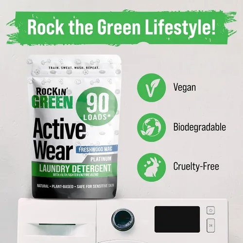 Miniatura 7 de Detergente para ropa Rockin' Green, Detergente en polvo para ropa a base de plantas, Detergente para ropa totalmente natural, Combate el olor vegano