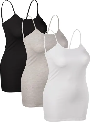 Miniatura 208 de Emmalise Camisola larga casual básica para mujer, con tirantes ajustables, top en capas