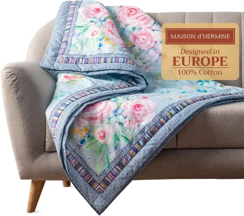 Miniatura 41 de Maison d' Hermine Manta para sofá, ligera y suave, cálida y transpirable, de algodón, para cama, para niñas, niños, mujeres, hombres, regalos, sofá