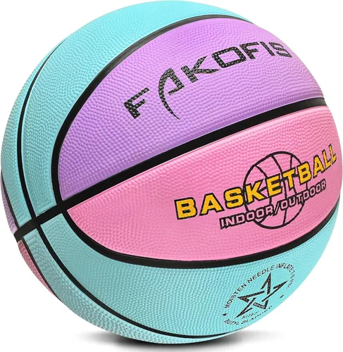Miniatura 10 de Baloncesto para niños y niñas de 3/5 (22 pulgadas/27.5 pulgadas), baloncesto de goma de alta calidad para interiores y exteriores, para niños y azul
