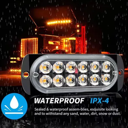 Miniatura 5 de 20 luces estroboscópicas LED de aluminio, 12 LED por luz, 18 modos de flash y constantes, luces de advertencia de doble color ámbar/blanco