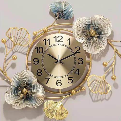 Gilded Vintage Metal Wall Clock for Living Room Decor - Modern Design Silent Wall Clock for Bedroom(85 * 37cm)