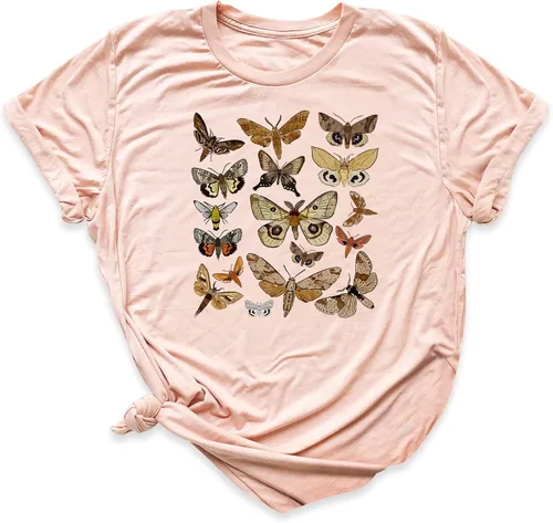 Camiseta de insecto de polilla estética, Camiseta gráfica de ilustración de la naturaleza Cottagecore, Camisa botánica, Ropa de entomología unisex,