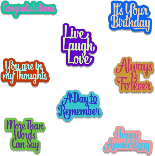 Miniatura 11 de CYFUN DESIGN Paper Craft Dies - Troqueles de palabras para hacer tarjetas con simpatía, buena suerte, bien hecho, hecho a mano con amor, recién
