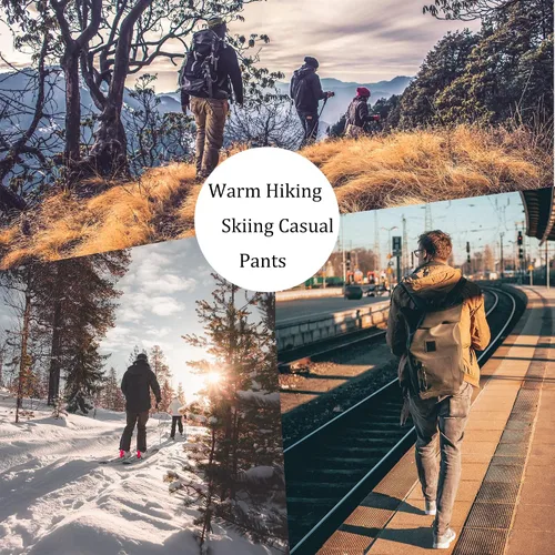Miniatura 8 de MAGCOMSEN Pantalones de senderismo para hombre, con forro polar, pantalones impermeables para la nieve, pantalones de trabajo al aire libre con 5