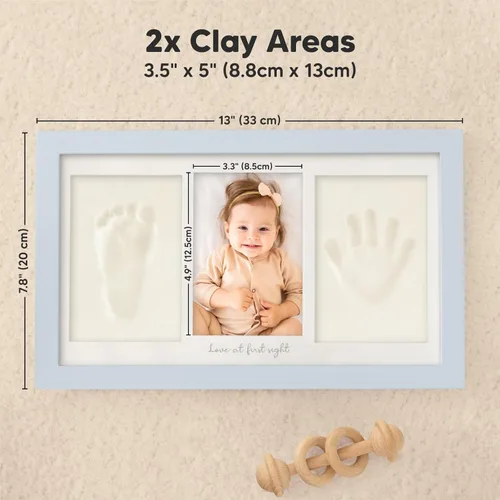 Miniatura 7 de Kit de mano y huella de bebé de KeaBabies - Marco de recuerdo de huella de mano de arcilla, marco de foto de guardería para recién nacido, regalos