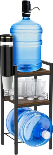 Soporte dispensador de agua de 5 galones con portavasos integrado y bomba eléctrica incluidos, soporte para jarra de agua resistente, estante de