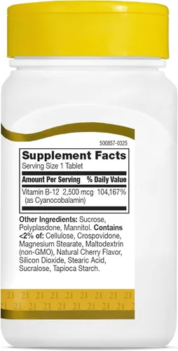 Miniatura 10 de 21st Century B 12 tabletas sublinguales de 2500 mcg, 110