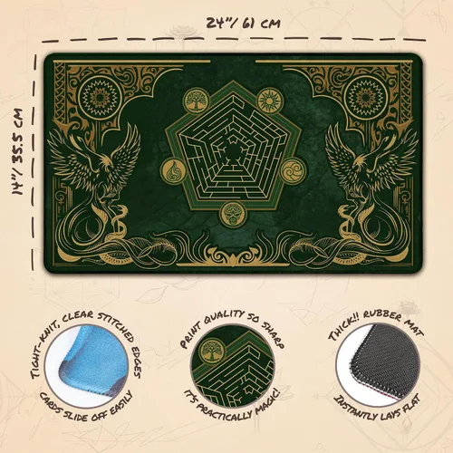 Miniatura 4 de Emerald Phoenix (cosida) – Tapete MTG – Compatible con Magic The Gathering Playmat – Play MTG, YuGiOh, TCG – Diseños artísticos y accesorios