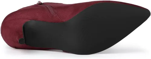 Miniatura 5 de Allegra K Botines de tacón de aguja con cremallera lateral y punta puntiaguda para mujer