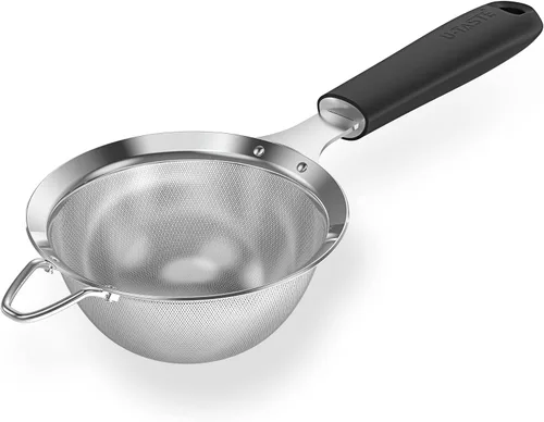 Colador de malla de acero inoxidable 18/8: U-Taste Colador de alimentos de malla fina de cocina de 3.9 pulgadas con mango de silicona resistente (2)