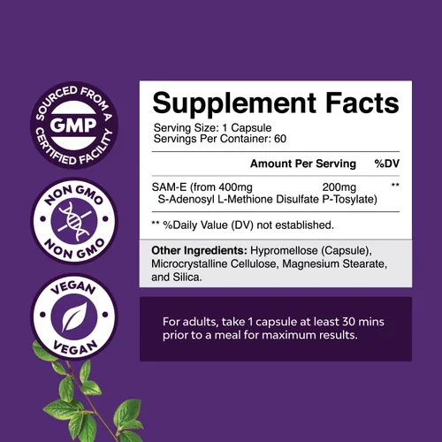 Miniatura 3 de Paquete de suplemento cerebral avanzado para memoria y concentración, vitaminas para adultos de todas las edades y Sam-E 200 mg suplemento de apoyo