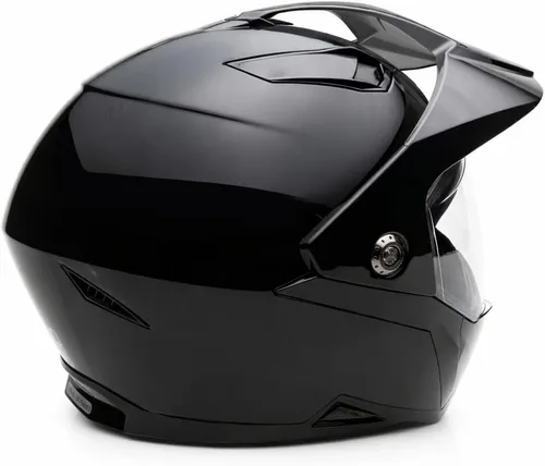 Miniatura 4 de MMG Casco deportivo dual para motocicleta todoterreno dirt bike ATV - Visera abatible - Modelo 23 (negro brillante, mediano)