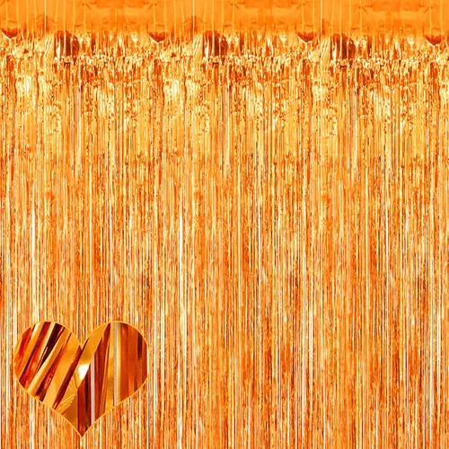 Miniatura 9 de Paquete de 4 cortinas de fondo con flecos negros, 3.2 pies x 8.2 pies, cortinas de serpentinas con flecos de lámina de oropel metálico, fondo