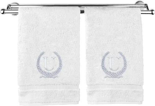 Miniatura 135 de Toalla de mano con monograma, regalo personalizado, 16 x 30 pulgadas, diseño de corona dorada bordada con letra blanca en toalla negra, extra