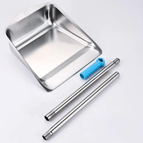 Miniatura 5 de DOITOOL Sartén de acero inoxidable resistente con mango largo, palas de basura verticales para vestíbulo, recogedor de polvo para el hogar, oficina