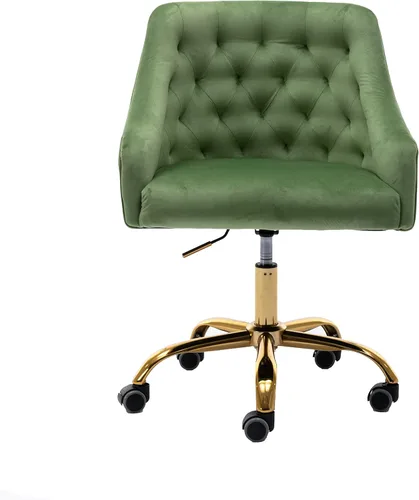 Miniatura 11 de Silla moderna de escritorio para oficina en casa con ruedas, giratoria, altura ajustable de terciopelo, sala de estar, dormitorio (negro)