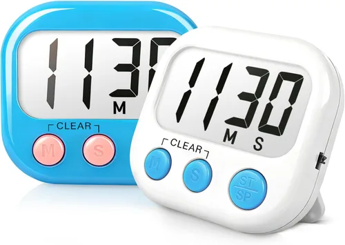 Temporizadores de aula para profesores y niños, temporizador digital magnético grande, suministros para profesores, paquete de 2, azul y blanco Azul