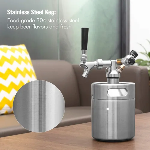 Miniatura 5 de TMCRAFT Mini Growler de barril presurizado de 64 onzas, sistema portátil de barril de acero inoxidable con regulador de CO2 actualizado que se