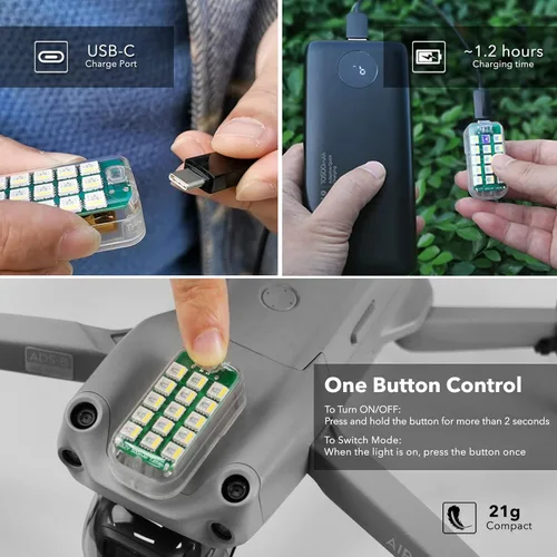 Miniatura 5 de SYMIK GS600 - Luz estroboscópica para dron, distancia de visibilidad de 3.7 mi (3.7 millas), color blanco/rojo/verde, cumple con el requisito
