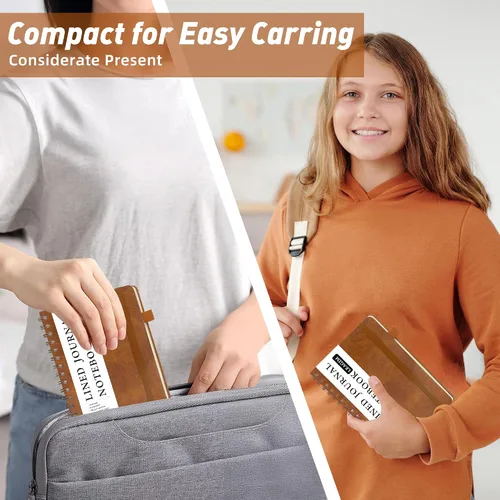 Miniatura 7 de LEAGIM Cuaderno rayado en espiral para mujeres y hombres, cuaderno de tapa dura con rayas universitarias para trabajo y toma de notas, diarios