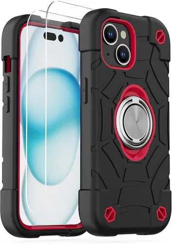 Miniatura 48 de KCJ Funda para iPhone SE 2022/2020, iPhone 8/7/6/6S, con [2×Protectores de Pantalla][Soporte de Anillo] Silicona Suave+PC Duro Protección Completa