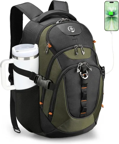 Miniatura 16 de swissdigital Mochila para portátil de viaje de negocios, para hombre y mujer, con puerto de carga USB inteligente, compatible con portátiles de 15.6