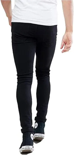 Miniatura 3 de HUNGSON Pantalones de mezclilla ajustados y rasgados para hombre