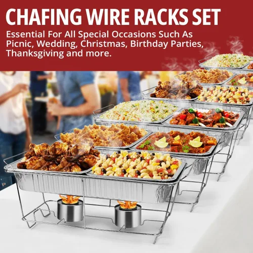 Miniatura 3 de COMFICOVE Paquete de 12 soportes para escalfadores de alambre para buffet con marco de cromo para eventos, fiestas, bodas y catering de fiestas