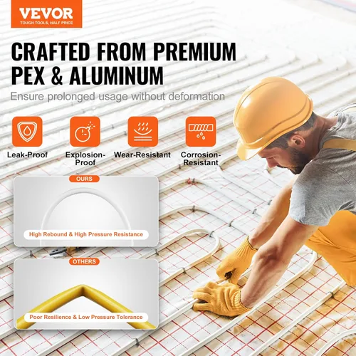 Miniatura 2 de VEVOR Tubo PEX radiante compuesto de aluminio y plástico de 656 pies - 5/8 pulgadas de diámetro, 0.08 pulgadas de grosor, barrera de oxígeno, capa