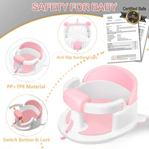 Miniatura 5 de Asiento de baño para bebés de 6 meses en adelante, asientos de baño antideslizantes para bebés sentados, asiento seguro para bebés y recién nacidos