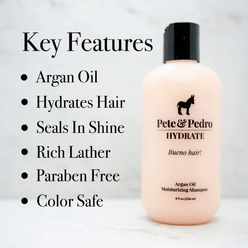 Miniatura 2 de Pete & Pedro HYDRATE - Champú hidratante de aceite de argán para hombres y mujeres Champú limpiador diario hidratante para cabello seco, opaco