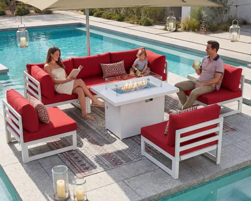 Miniatura 84 de NICESOUL - Juego de 10 muebles de patio extra grandes de aluminio moderno, sofá para exteriores con asiento de 29" de profundidad y ancho, 500 lbs