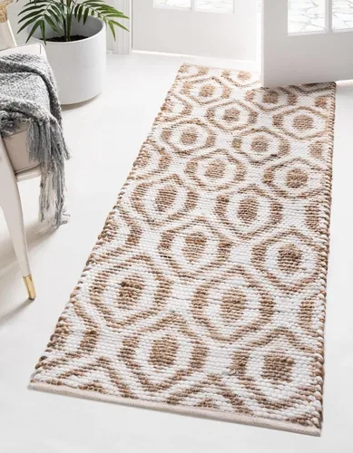 Miniatura 12 de Unique Loom Chindi Jute Collection - Alfombra rectangular de 7 pies 1 pulgada x 10 pies, color blanco y natural blanco (White/Natural)
