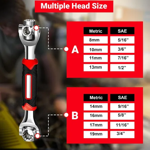Miniatura 3 de Juego de llaves de tubo y destornilladores 52 en 1, llave giratoria multifuncional de acero inoxidable con flexibilidad de 360° llave de hueso