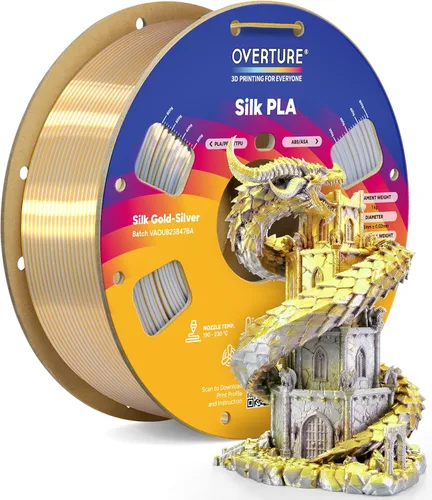 Miniatura 41 de OVERTURE - Paquete de filamento de seda PLA, sin obstrucciones, brillante, filamento metálico brillante para impresora 3D, carrete de 1 kg * 4