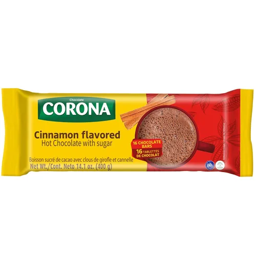 Corona Barras de chocolate dulce de clavo y canela, auténtico chocolate caliente, 16 barras de chocolate, 14.1 onzas