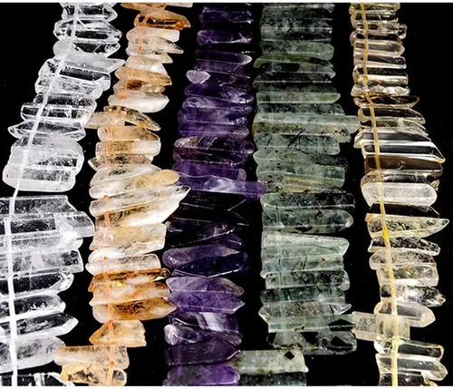 Miniatura 4 de Cuentas de cristal de amatista natural, tira plana irregular, cuentas sueltas de palo para hacer joyas, cristal curativo, pulido o crudo en la parte