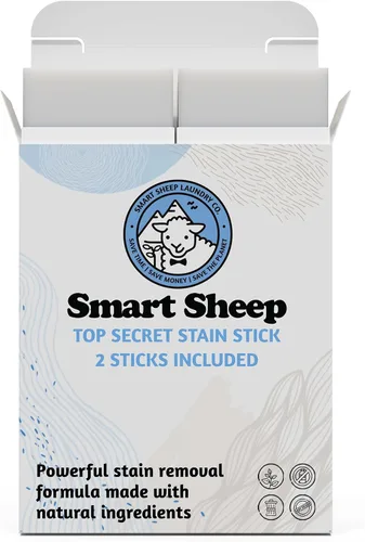 Smart Sheep - Paquete de 2 barras quitamanchas para ropa - Potente removedor de manchas para ropa - Formulado con ingredientes naturales - Perfecto