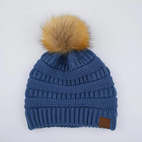 Miniatura 2 de Gorro unisex liso con pompón y ribete (HAT-43) de C.C Hatsandscarf Exclusives
