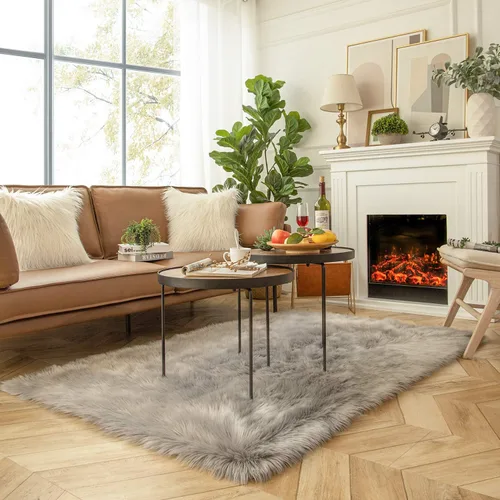 Miniatura 165 de Ashler Home Deco - Tapete de pelo sintético de oveja, mullido, suave, de 2 x 3 pies, lavable a máquina, dormitorio, habitación de los niños, sala
