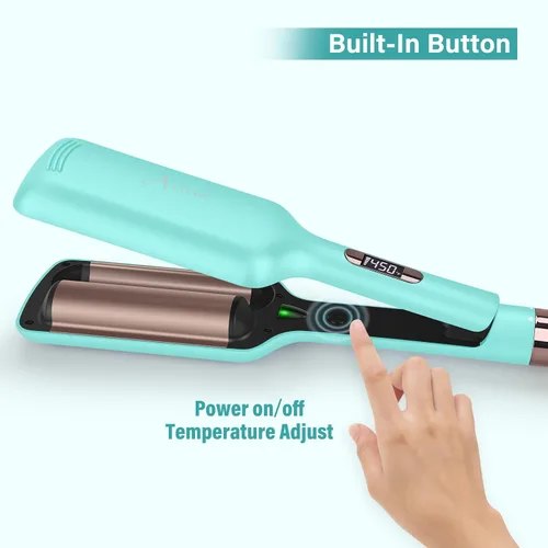 Miniatura 4 de 32mm (1.25") Aima Beauty Twins Sirena Ondas Sueltas Rizador de Cabello, Rizador de 2 Barriles con Protección Anti-Quemaduras, Rizador de Pelo, Verde