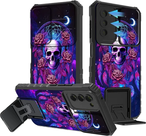 Miniatura 1172 de Funda para Samsung Galaxy S22 Ultra 5G, Galaxy S22 Ultra con cubierta de cámara deslizante, funda resistente de doble capa con función atril Black