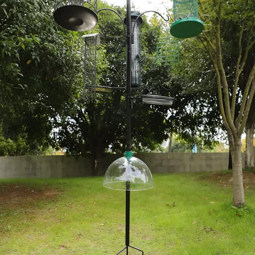 Miniatura 6 de PFNRTH Deflector de ardilla para gancho de pastor, o deflector de ardilla para colgar comederos para pájaros, cubierta protectora de cúpula