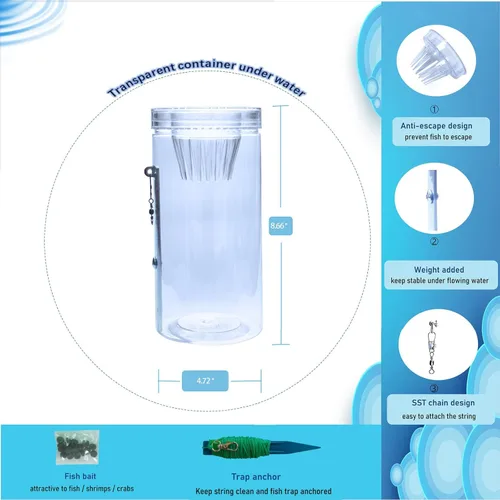 Miniatura 3 de Portable and Plastic Aquarium Minnow&Small Fish Trap for Aquarium Children Fishing Outdoors,Durable Container Bait Trap Suitable for