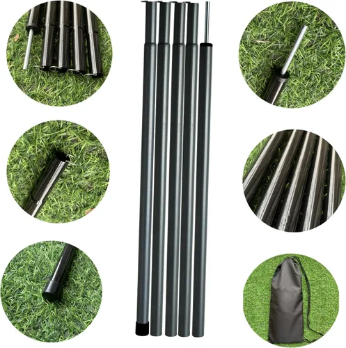 Miniatura 4 de Tent Poles Adjustable Tarp Poles Steel Rods for Tarp Canopy Camping Replacement Set of 2 +Pegs & Reflective Ropes