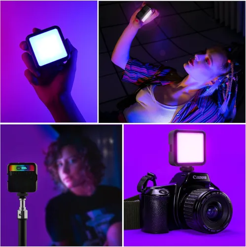 Miniatura 7 de Altson Luz de video LED RGB magnética Luz de cámara LED 360° a todo color Iluminación de fotografía portátil con 3 zapata fría, 2000mAh CRI