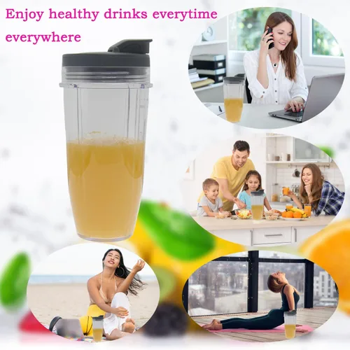 Miniatura 7 de Vasos de licuadora de repuesto para Ninja, vasos de licuadora de 24 onzas con tapas para llevar compatibles con Ninja BL450 BL456 BL480 BL482 BL642