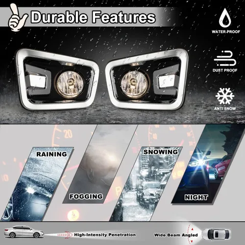 Miniatura 3 de Nixon Offroad Juego de luces antiniebla para Nissan Titan 17-18 y Nissan Titan XD 2016-2019 con bombillas halógenas + kit de arnés de cableado +